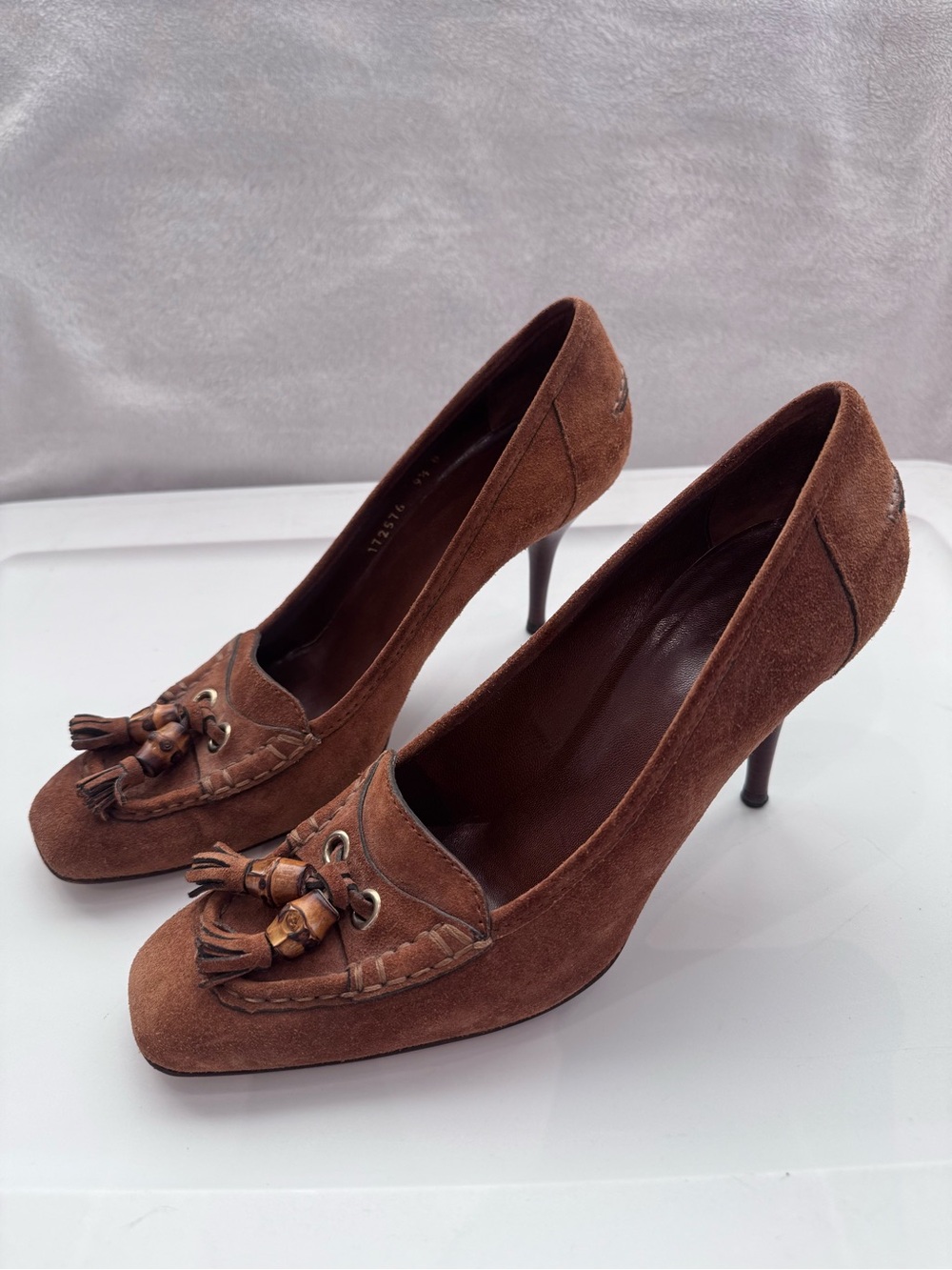Gucci Brown Suede Tassel High Heels